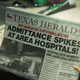 In an image from the game's prologue, Sarah holds a Texas newspaper with the headline Admittance Spikes At Area Hospitals!
